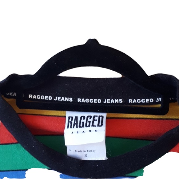 RAGGED JEANS - Multi color striped Long sleeve boxy  top size Small - Picture 3 of 4